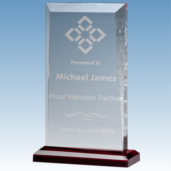 Most Valuable Person Apex Style Acrylic Award w/ Red Base Most Valuable Person Apex Style Acrylic Award w/ Red Base