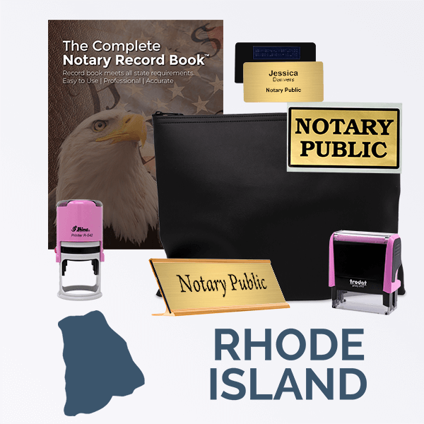 Rhode Island Pink Notary Seal Embosser and Self Inking Stamp Bundle Rhode Island Pink Notary Seal Embosser and Self Inking Stamp Bundle