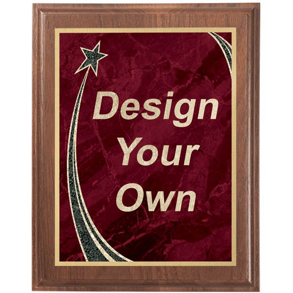 Walnut 9" x 12" Plaque with Step Edge & Rising Star Plate Walnut 9" x 12" Plaque with Step Edge & Rising Star Plate