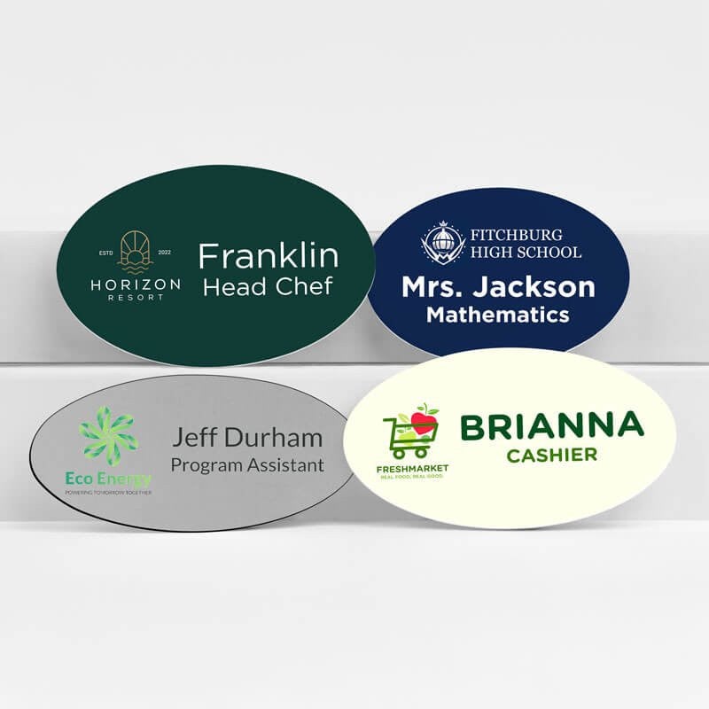 Customize your Oval Name Tag to fit your business needs 