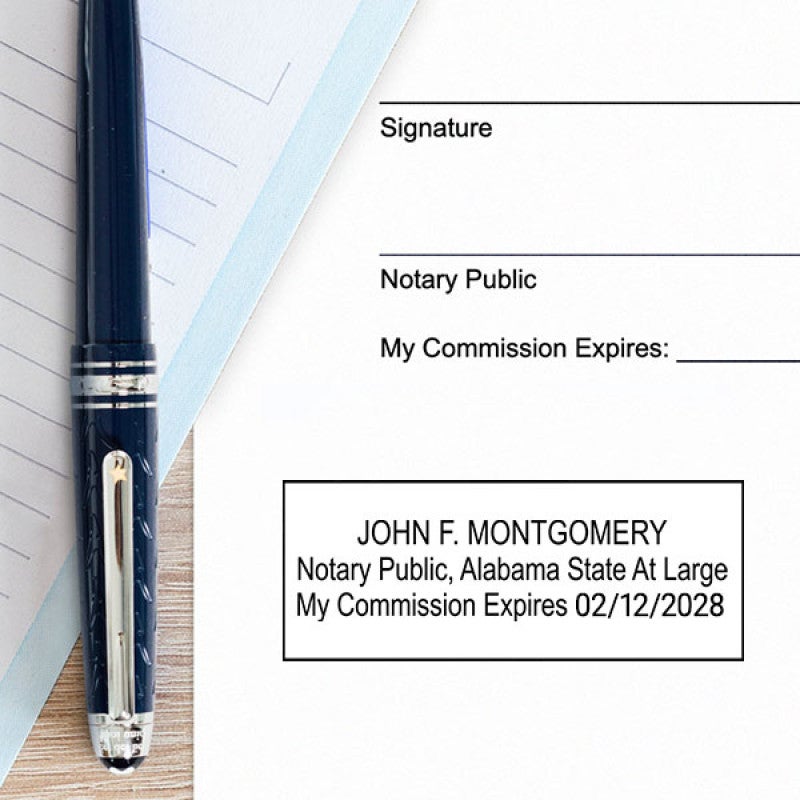 Alabama Notary Rectangle Stamp Impression Example