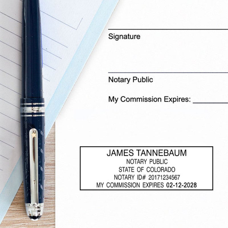 Colorado Notary Rectangle Stamp Impression Example