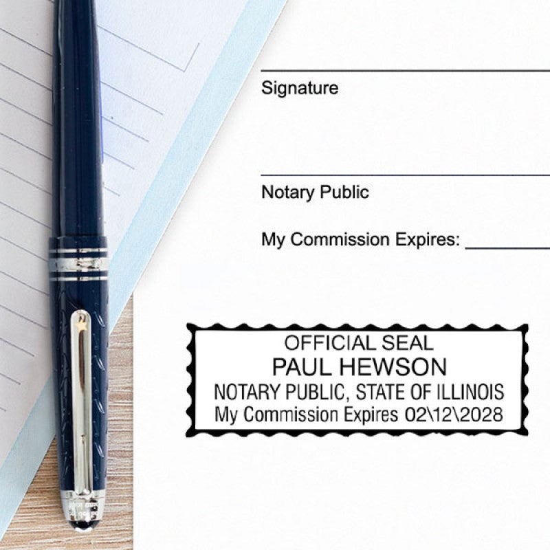 Illinois Notary Rectangular with Serrated Border