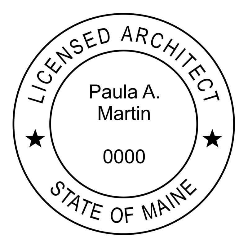 A close-up on the State of Maine Architect Stamp Seal