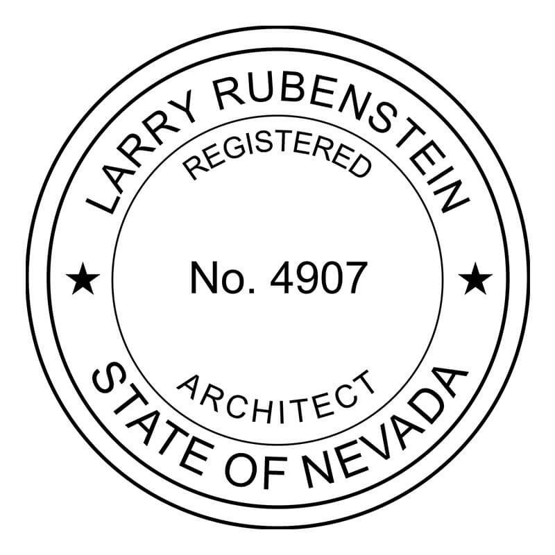 A close-up of the State of Nevada Architect stamp impression