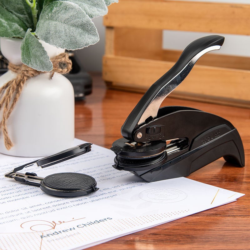 The Pocket Seal by Trodat sits nicely on a desk and is a lovely complement to any office.