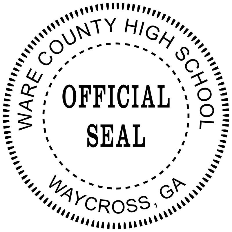 Example of the imprint from the Custom Official Seal, shown in black ink