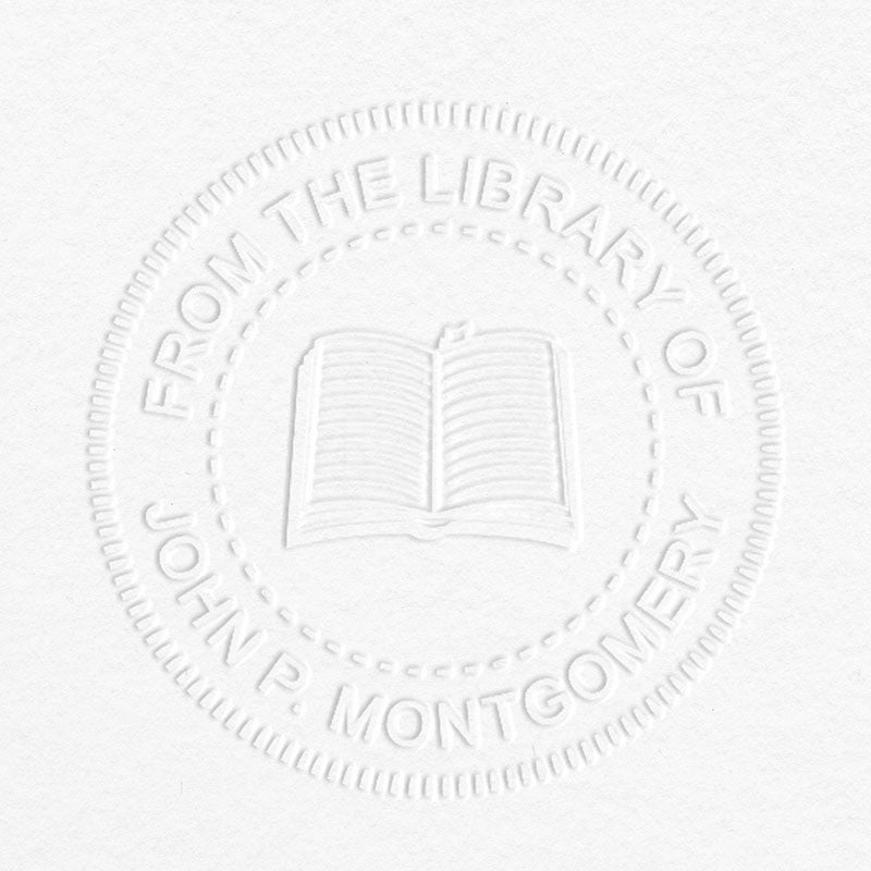 From the Library Book Embosser impression on grey paper