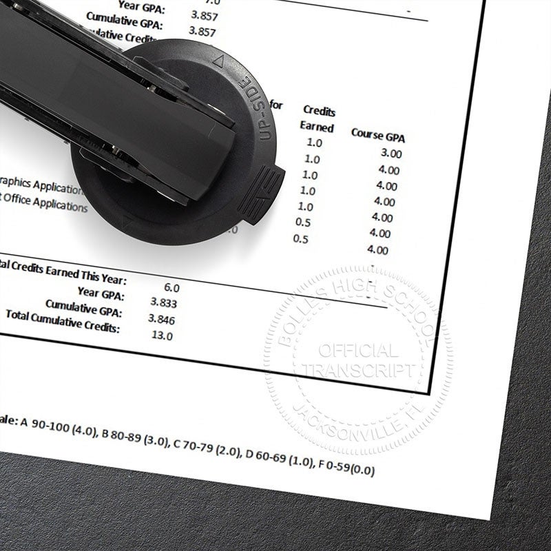 Example of Official Transcript Embosser Seal Impression on Paper