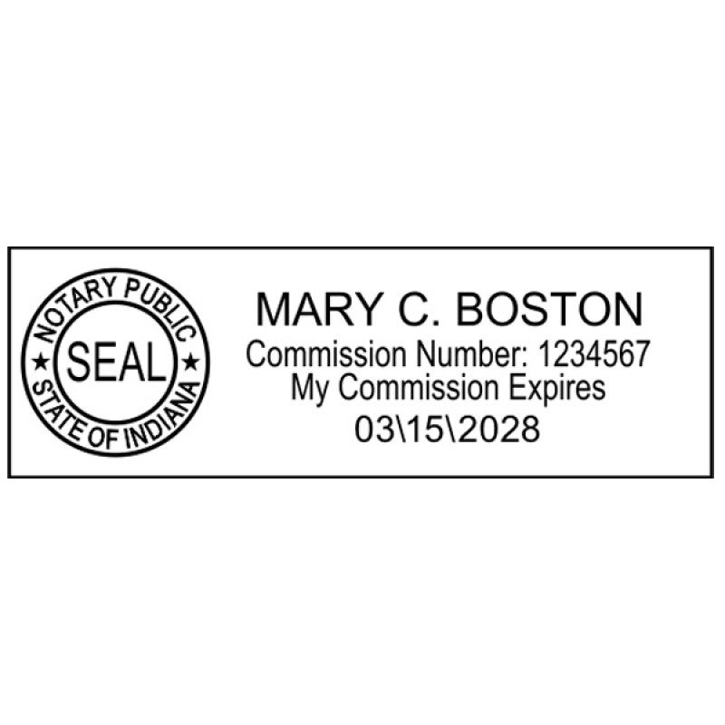 Indiana Notary Pink Stamp - Rectangle