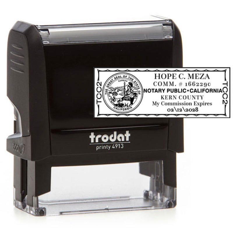 California Notary Rectangle Design Stamp Body and Impression