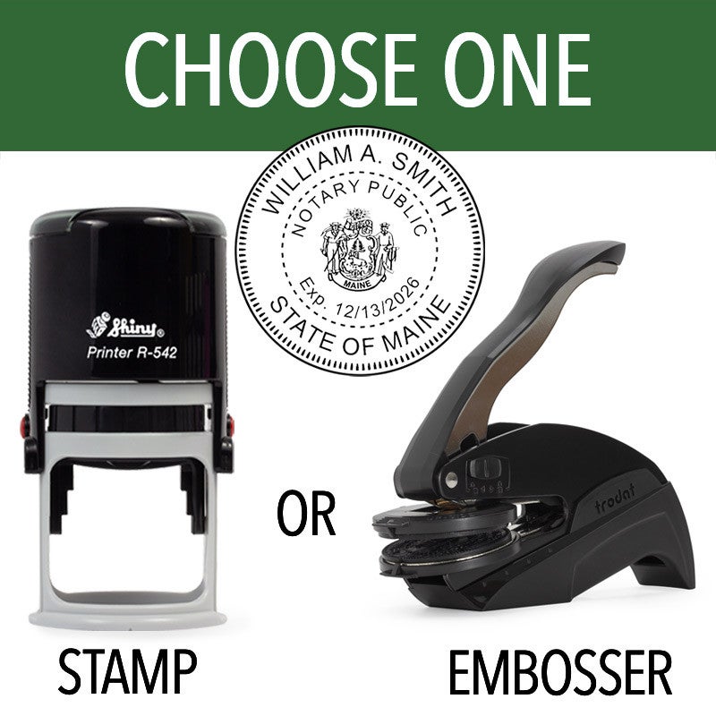 Maine Notary Round with CREST - Choose Stamp or Embosser