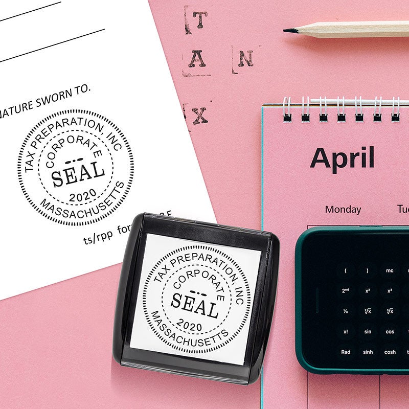 Example of the Corporate Seal Stamp with Year impression on paper