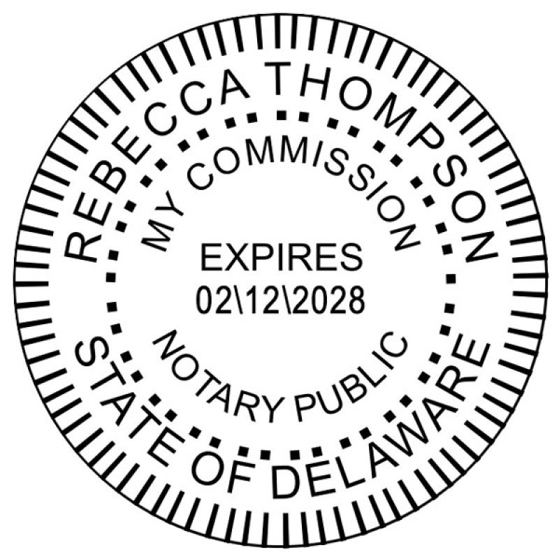 Delaware Notary Public Round Seal Embosser Impression