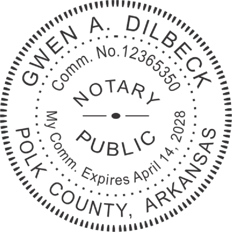 Arkansas Notary Pink - Round Design Imprint Example