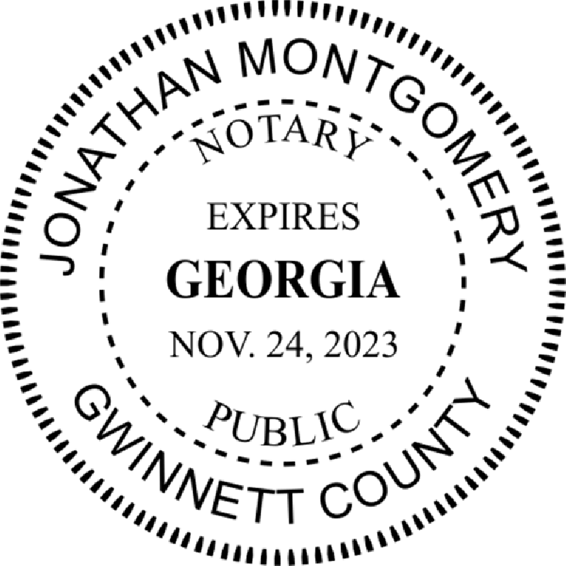 Georgia Notary Pink with Expiration - Round Design Imprint Example