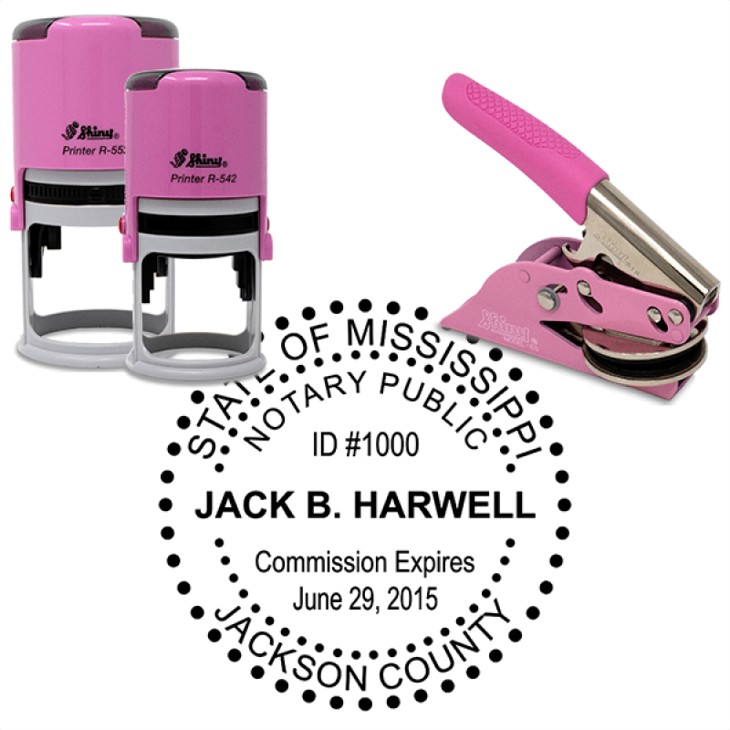 Mississippi Notary Pink Dots Border - Round Design