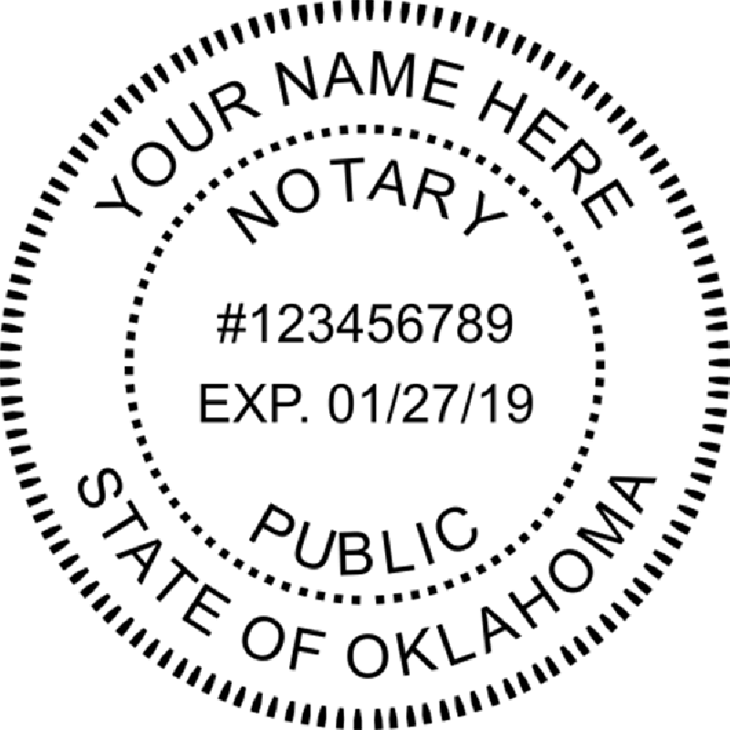 Oklahoma Notary Pink - Round Design Imprint Example