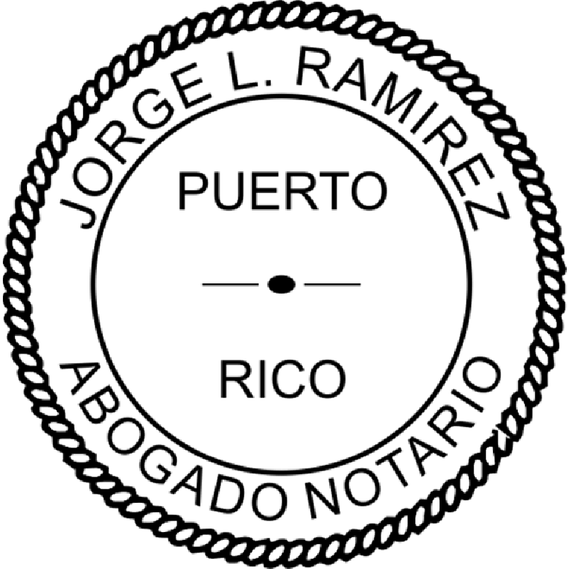 Puerto Rico Notary Pink Stamp - Round Design Imprint Example