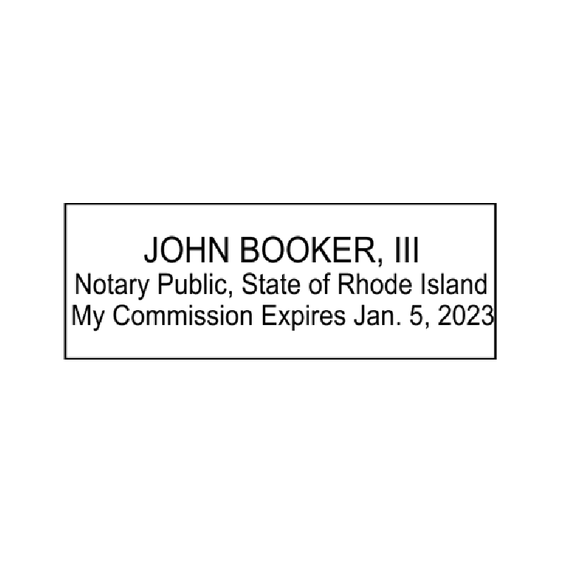 Rhode Island Notary Pink Stamp - Rectangle Imprint Example
