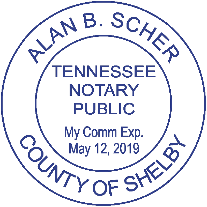 Tennessee Notary Pink Stamp Without Date - Round Design Imprint Example