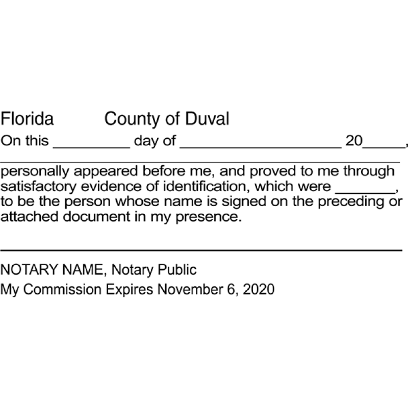 Florida Signature Witness Notary Stamp Imprint Example