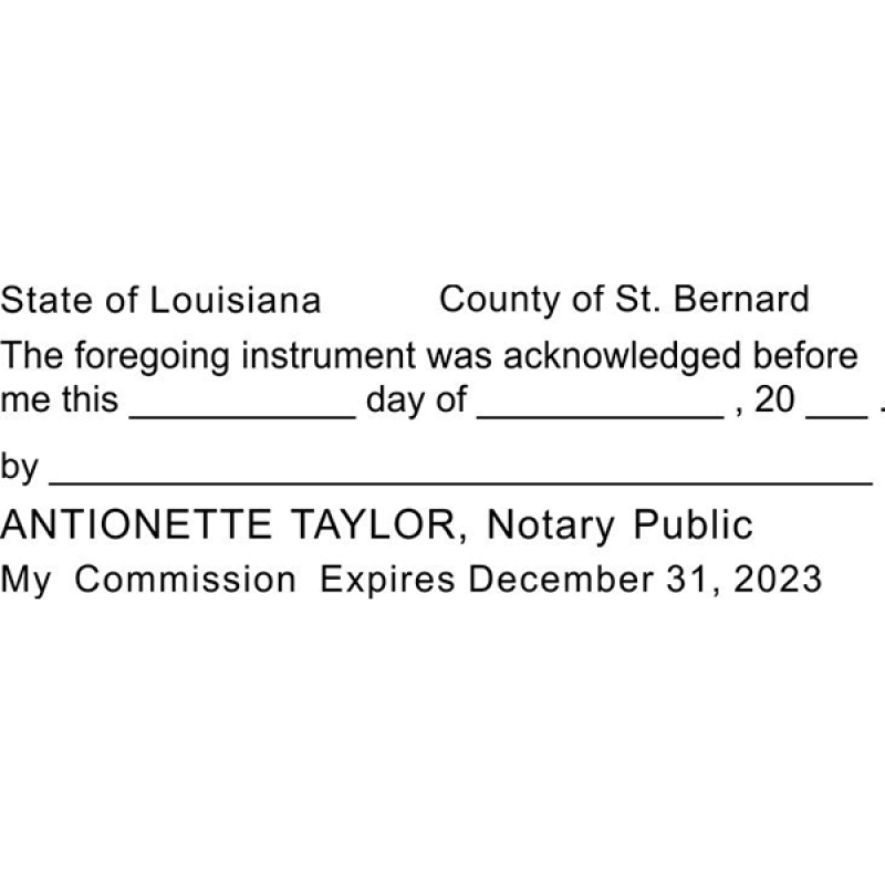 Louisiana Acknowledgment Notary Stamp Imprint Example