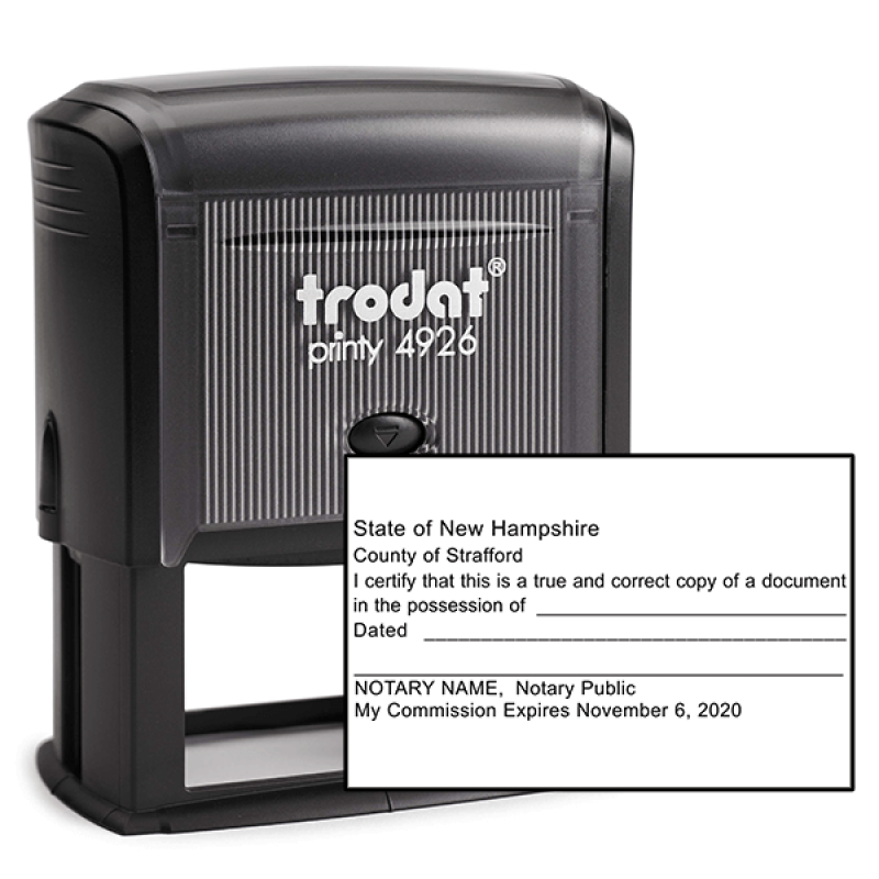 New Hampshire Certified True Copy Notary Stamp
