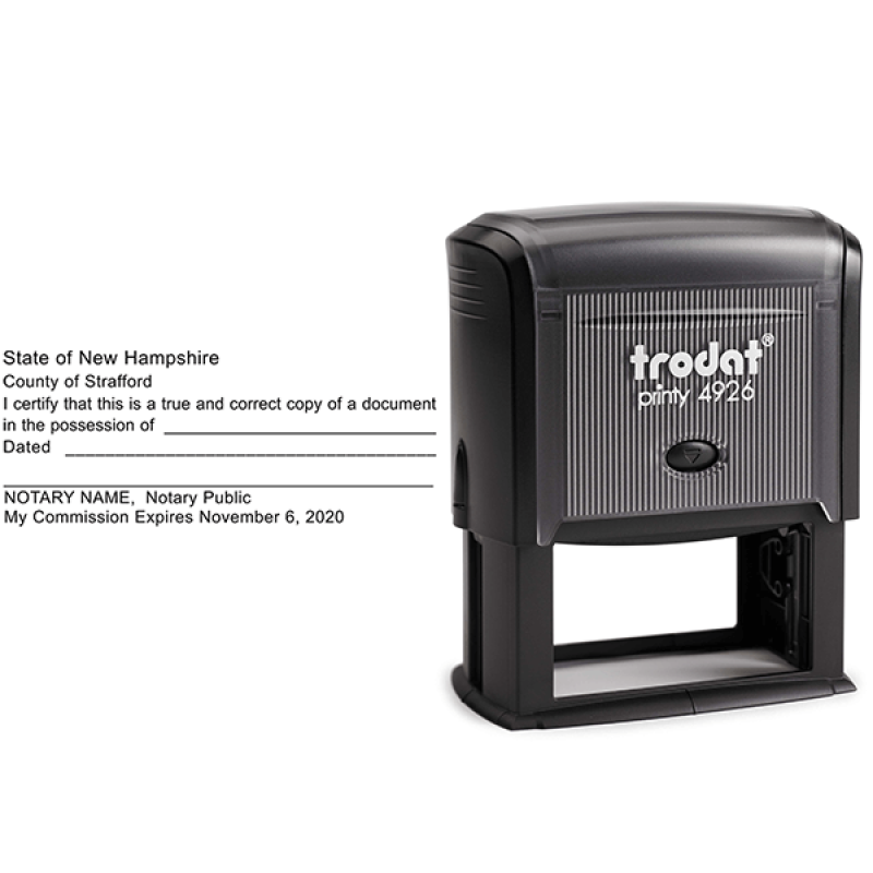 New Hampshire Certified True Copy Notary Stamp Body and Design