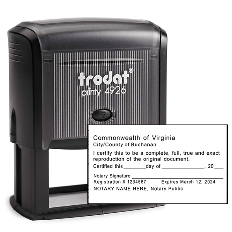 Virginia Certified True Copy Notary Stamp