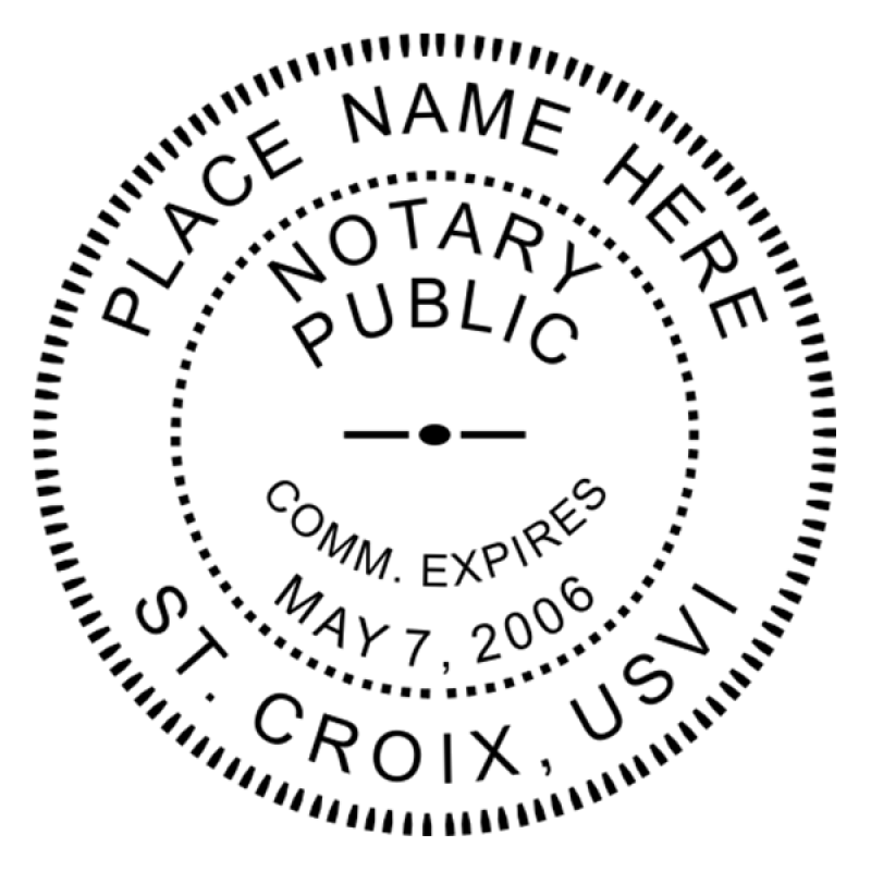 U.S. Virgin Islands Notary Pink Seal - Round Design Imprint Example