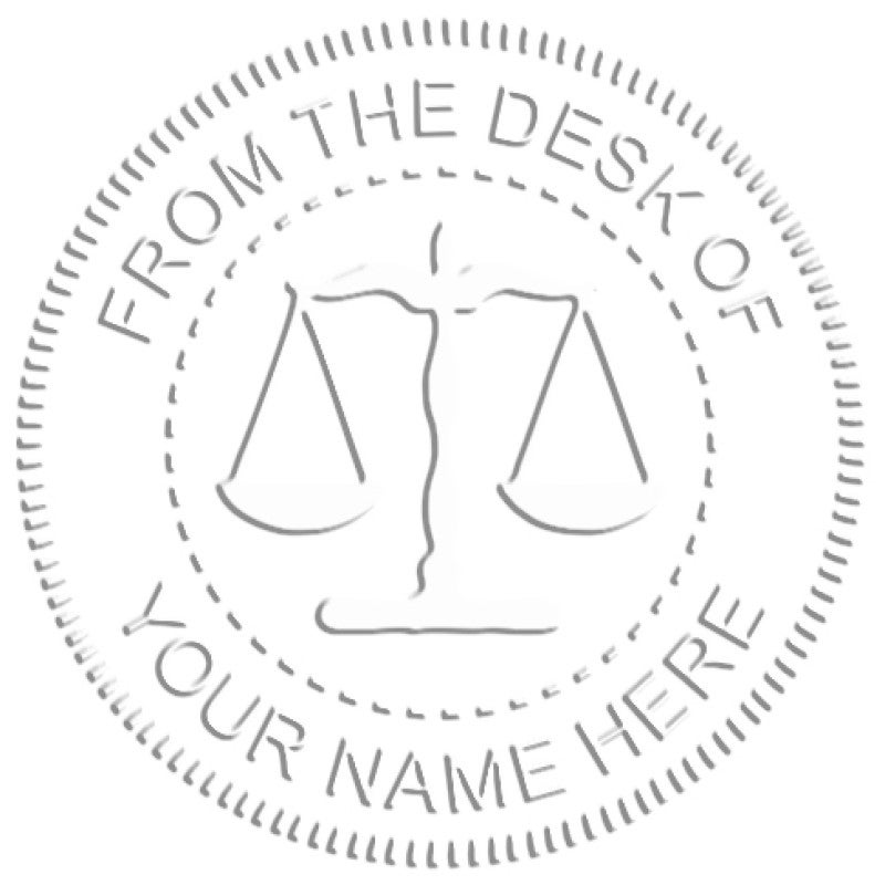 From The Desk of Seal with Scales of Justice embossed impression