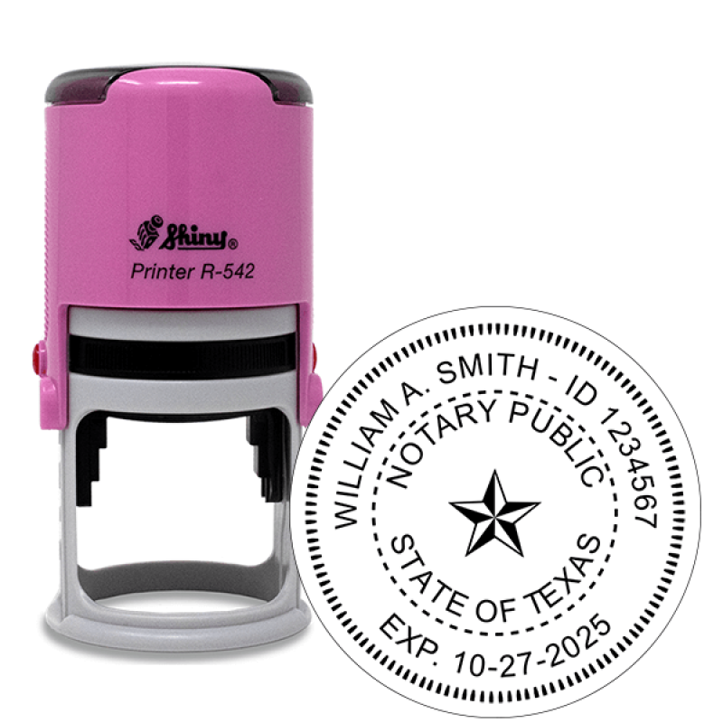 Texas Notary Pink Stamp - Round
