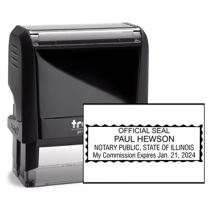 Illinois Notary Rectangular with Serrated Border