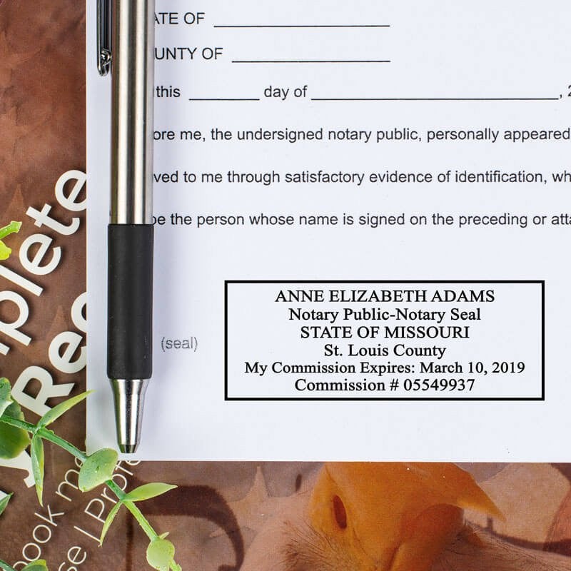 Missouri Notary Rectangle Impression on notary document