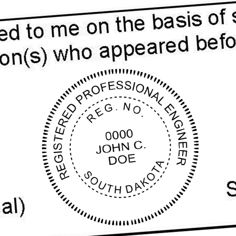 State of South Dakota Engineer Seal Seal Imprint