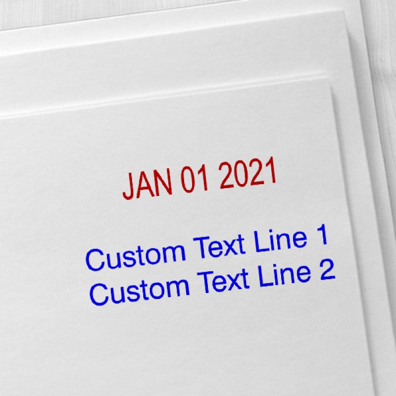 Self-Inking Date Stamp with Custom Text  Imprint Examples on Envelopes