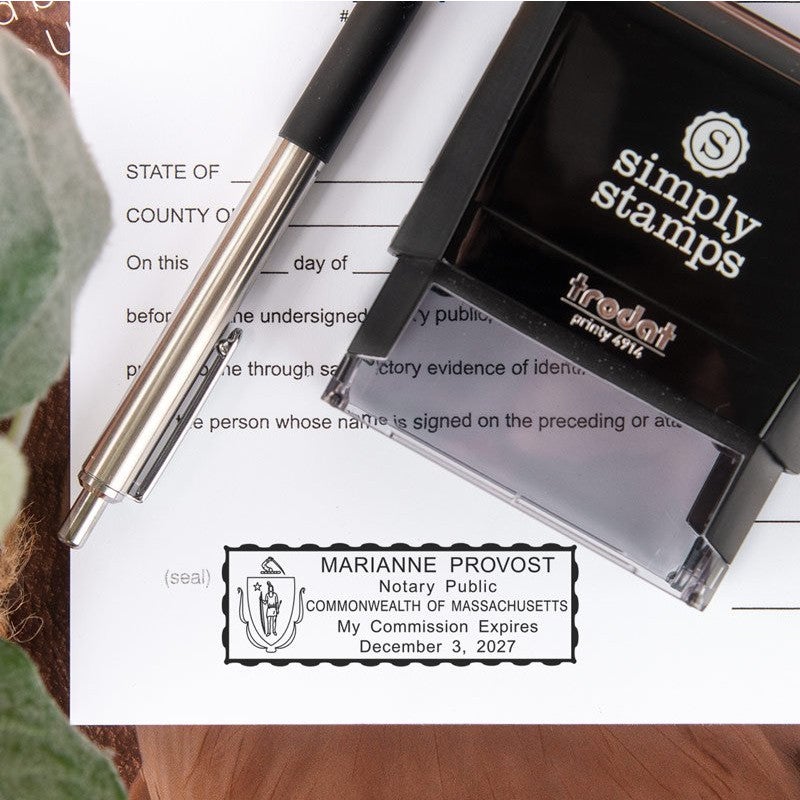 Massachusetts Self-Inking Stamp Impression on Paper 