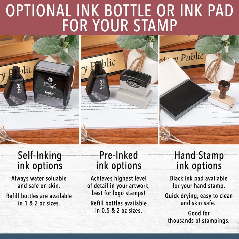 Infographic Showing the Available Ink Bottles and Ink Pads
