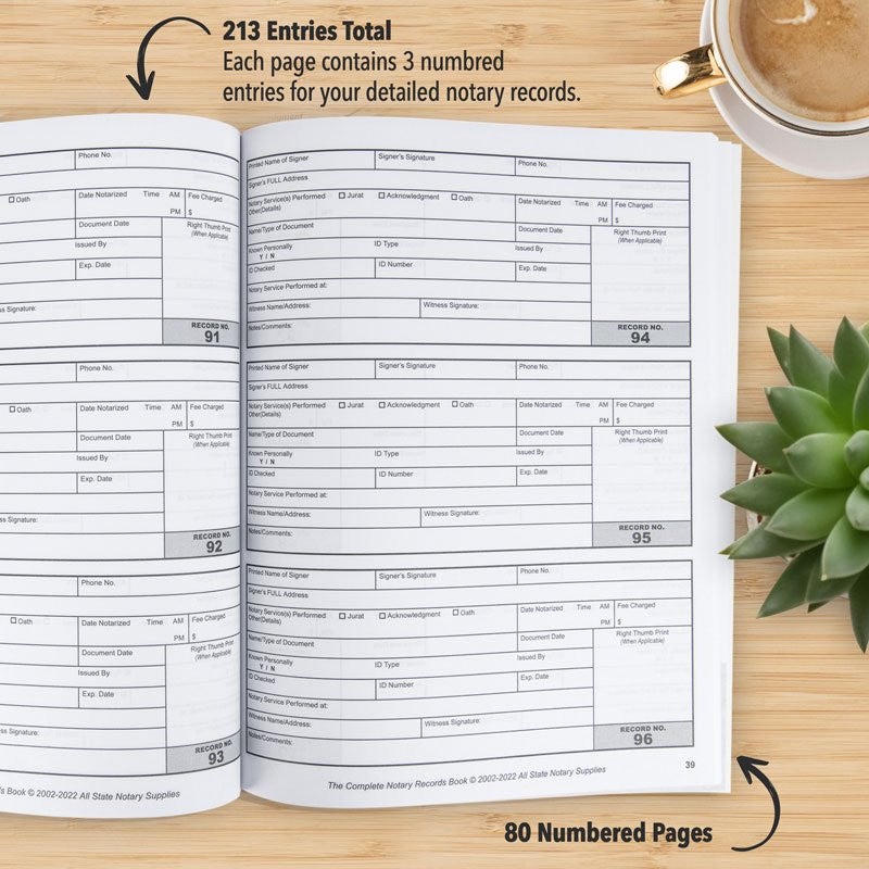 213 Blank Notary Records 