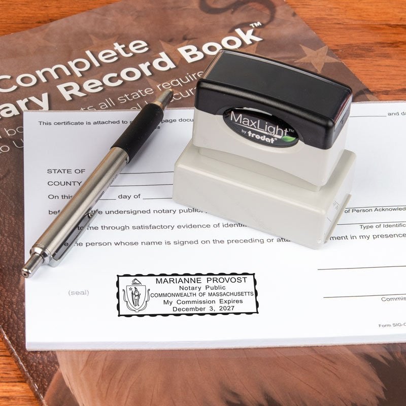 Massachusetts Pre-Inked Stamp Impression on Paper 