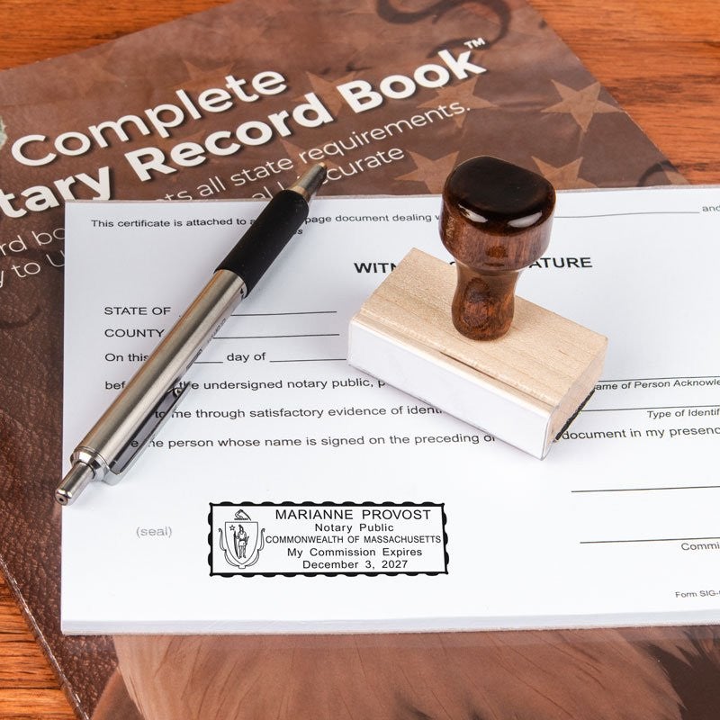 Massachusetts Wood-Handle Stamp Impression on Paper 