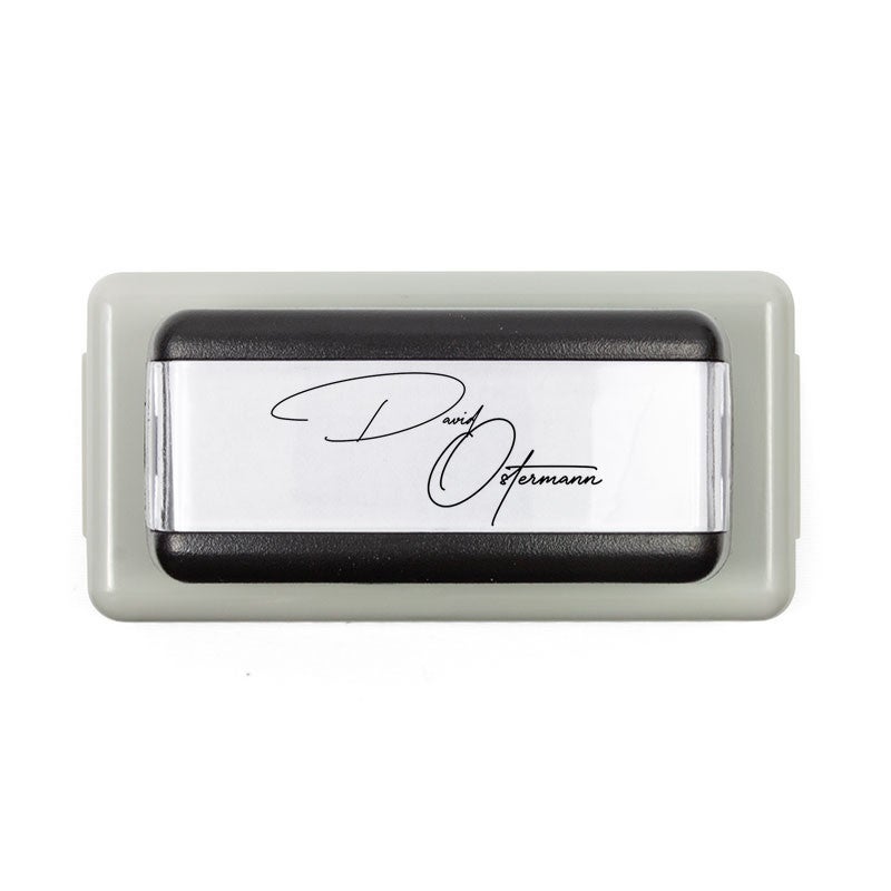 Overhead view of Pre-Inked Signature Stamp Using the MaxLight MAX-115S by Trodat