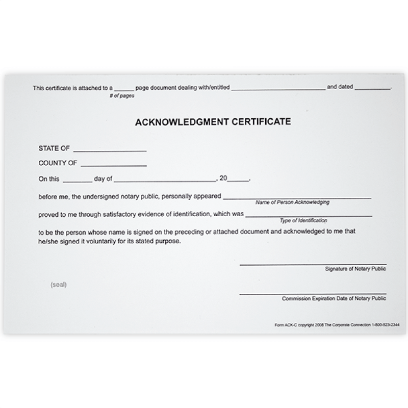 Acknowledgment Notary Certificates