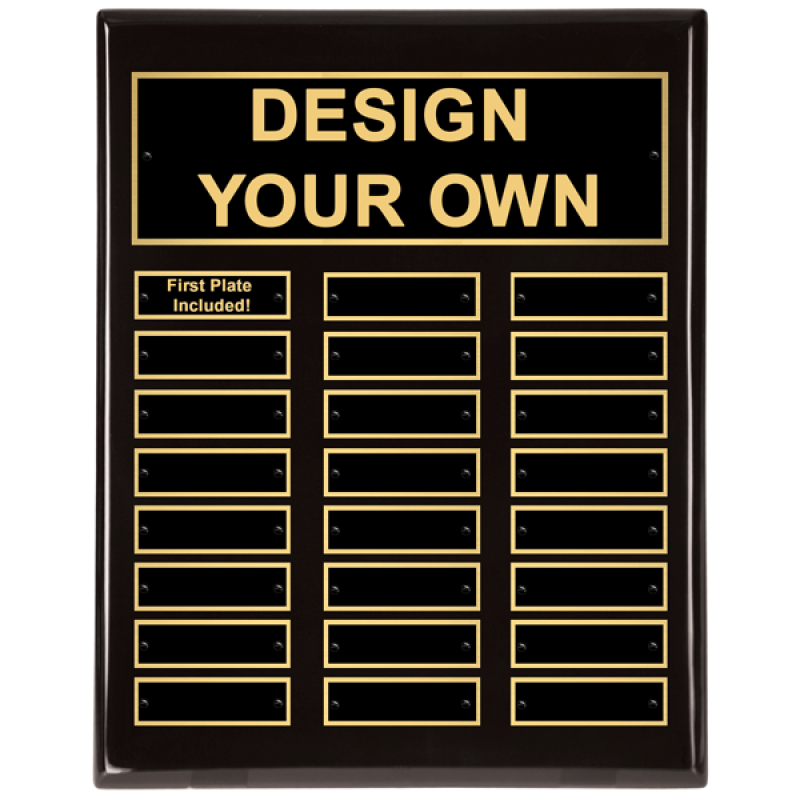 P5064 Perpetual 11x14 Black Plaque with 24 Engraved Plates