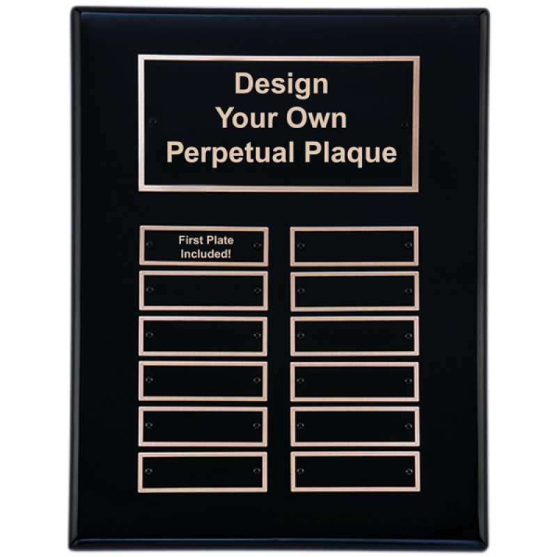 P5062 Black Piano Finish 9x12 Perpetual Plaque with 12 Plates