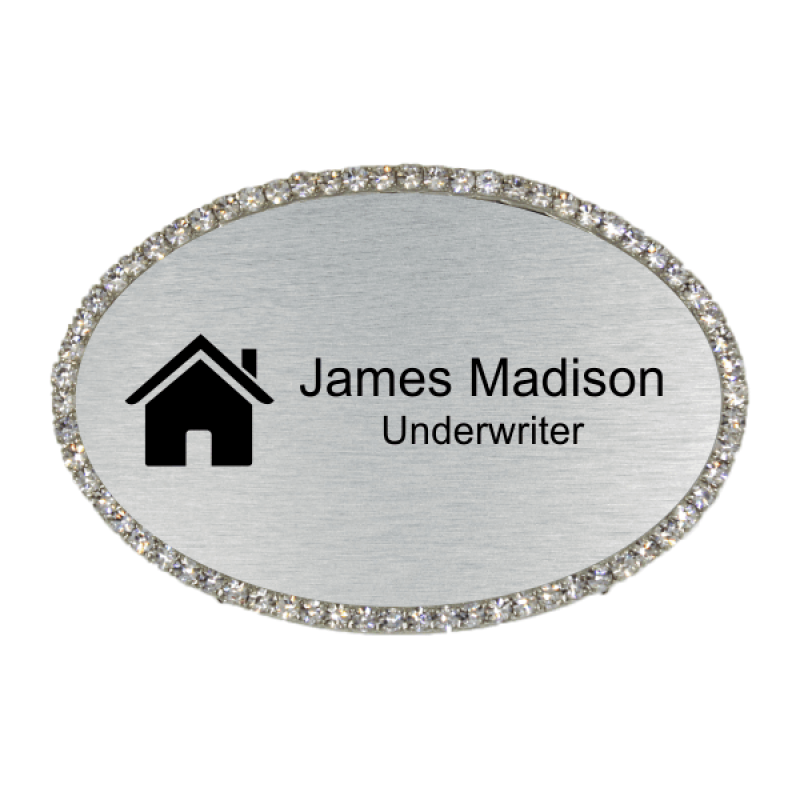 Bling Realtor Engraved Oval Name Tag