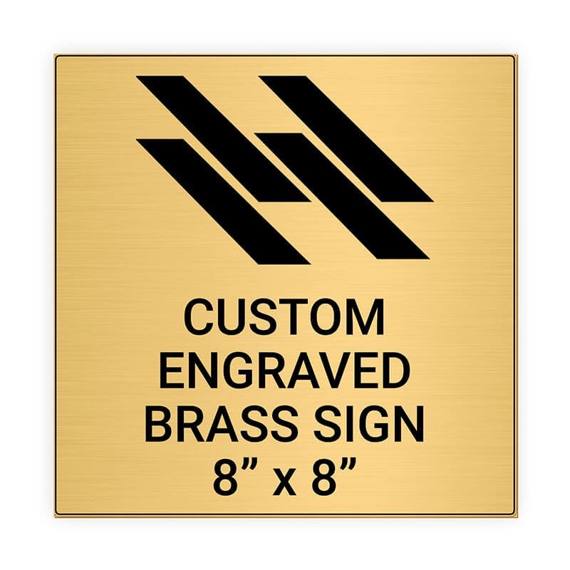 Square Engraved Heavy Brass Signs 8" x 8"