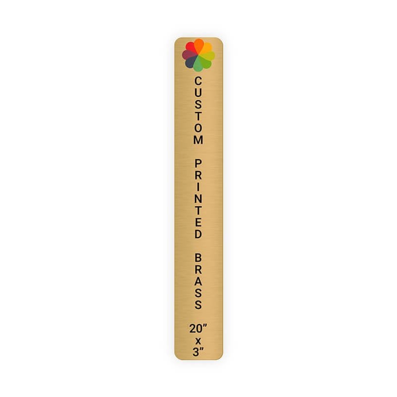 Vertical Full Color Brass Signs 20" x 3"