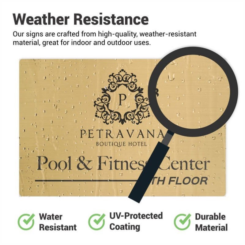 Infographic about the weather resistance of brass signs